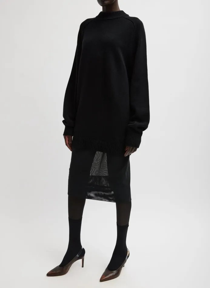 Women Knitwear and Sweatshirts Tibi Cashmere Sweater Crewneck Oversized Sculpted Pullover Black
