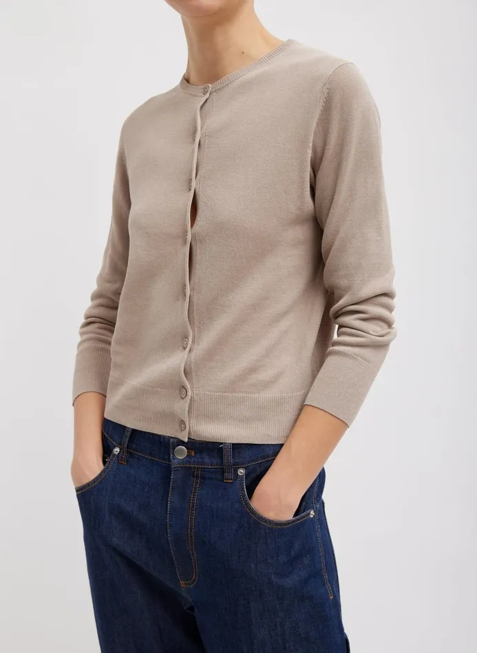 Women Knitwear and Sweatshirts Tibi Crispy Sweater Shrunken Cardigan Dark Stone Women Knitwear and Sweatshirts Tibi Crispy Sweater Shrunken Cardigan Dark Stone