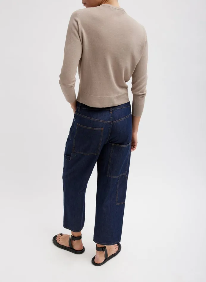 Women Knitwear and Sweatshirts Tibi Crispy Sweater Shrunken Cardigan Dark Stone