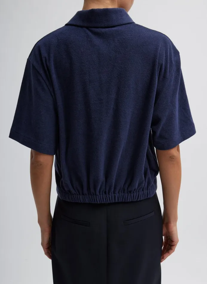Women Knitwear and Sweatshirts Tibi Dry Loop Terry Easy Polo Navy