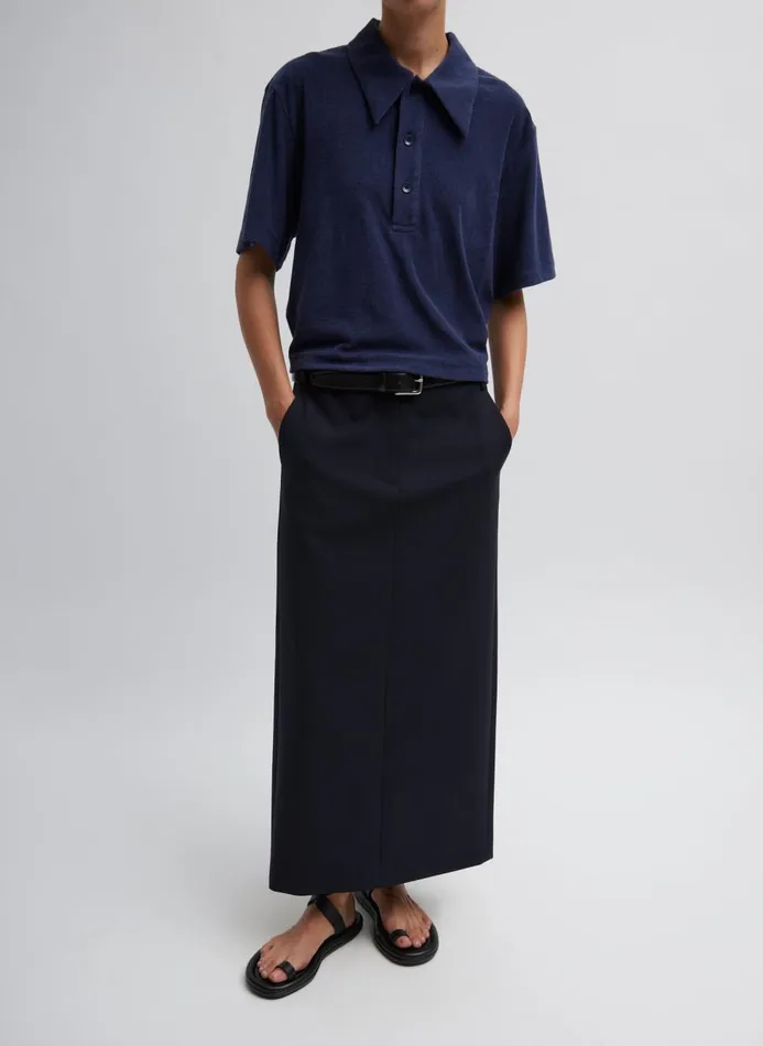 Women Knitwear and Sweatshirts Tibi Dry Loop Terry Easy Polo Navy