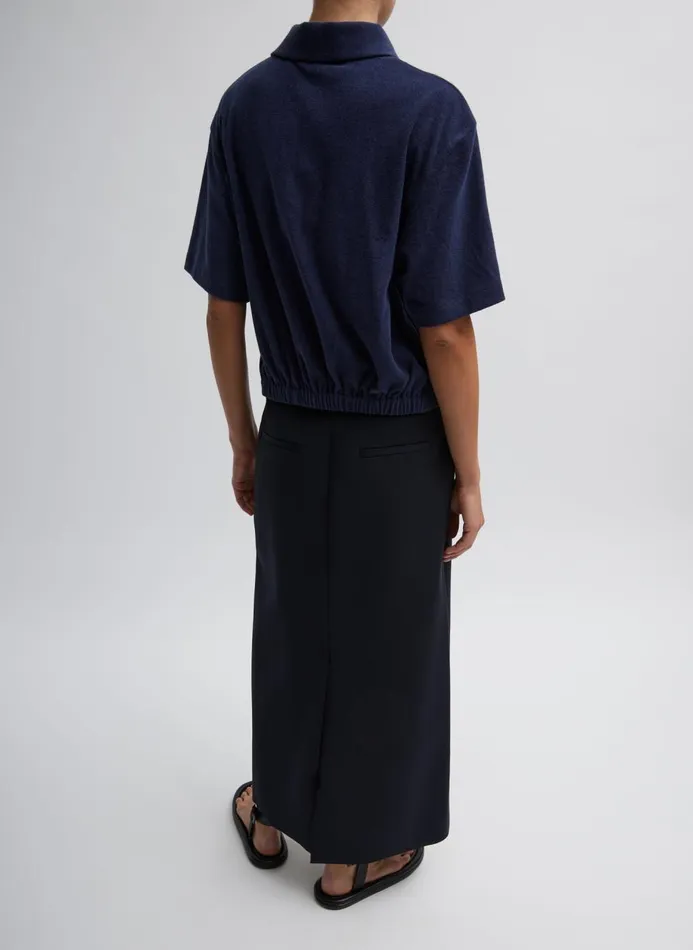 Women Knitwear and Sweatshirts Tibi Dry Loop Terry Easy Polo Navy