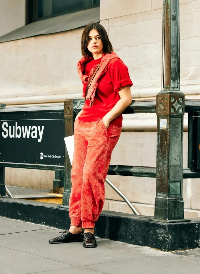 Women Knitwear and Sweatshirts Tibi Feather Weight Cashmere Oversized Easy TShirt Red