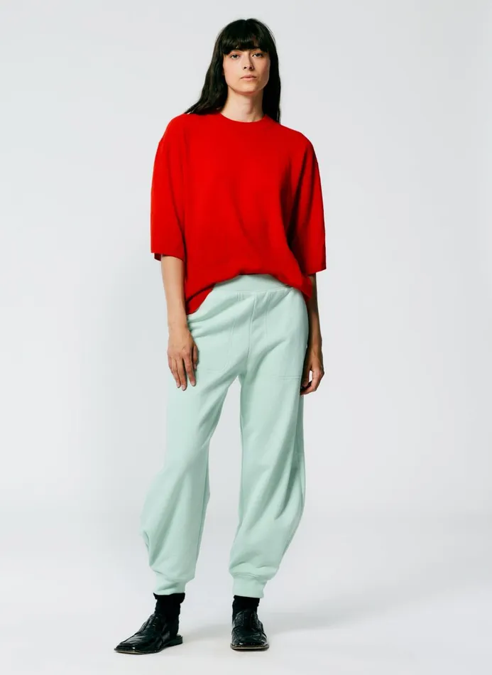 Women Knitwear and Sweatshirts Tibi Feather Weight Cashmere Oversized Easy TShirt Red