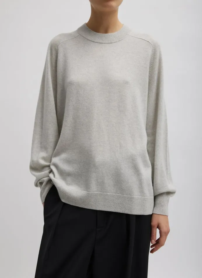 Women Knitwear and Sweatshirts Tibi Washable Cashmere Crewneck Sweater Light Heather Grey Women Knitwear and Sweatshirts Tibi Washable Cashmere Crewneck Sweater Light Heather Grey