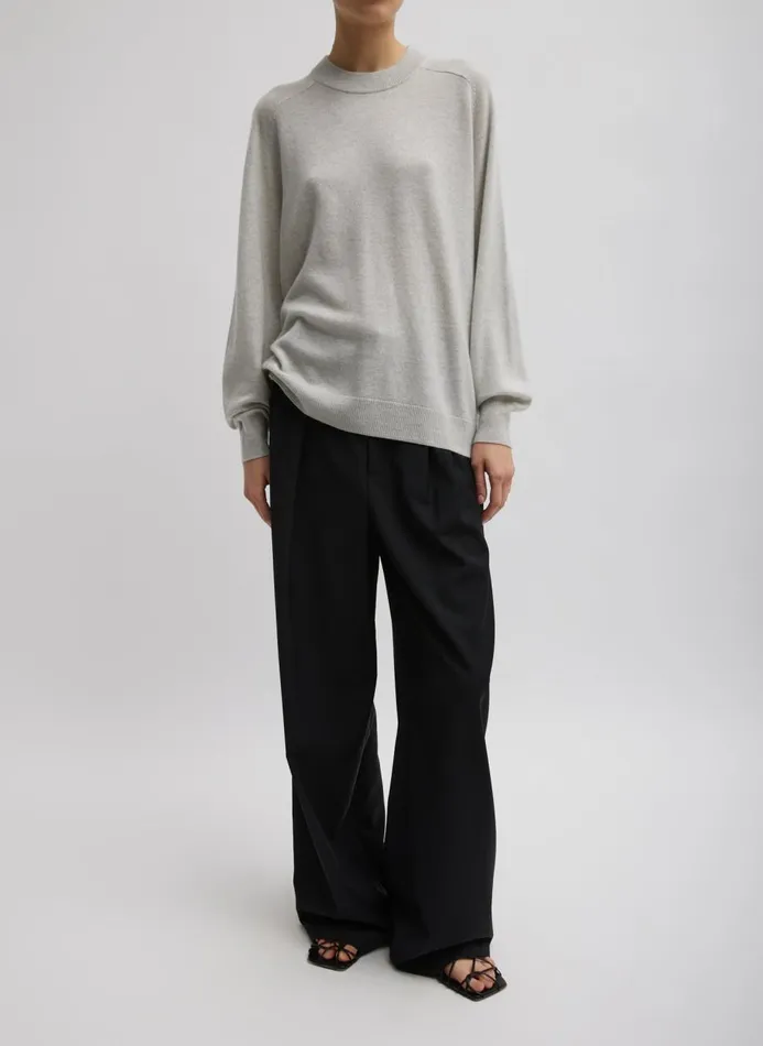 Women Knitwear and Sweatshirts Tibi Washable Cashmere Crewneck Sweater Light Heather Grey