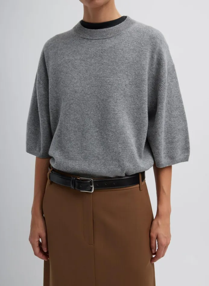 Women Knitwear and Sweatshirts Tibi Washable Cashmere Oversized Easy TShirt Heather Grey Women Knitwear and Sweatshirts Tibi Washable Cashmere Oversized Easy TShirt Heather Grey