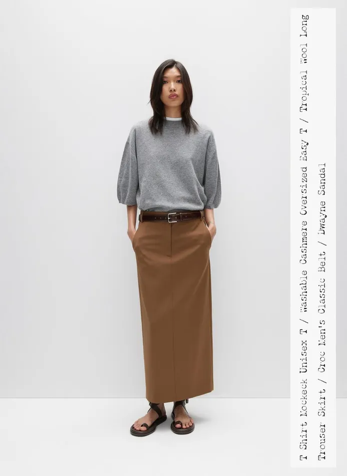 Women Knitwear and Sweatshirts Tibi Washable Cashmere Oversized Easy TShirt Heather Grey