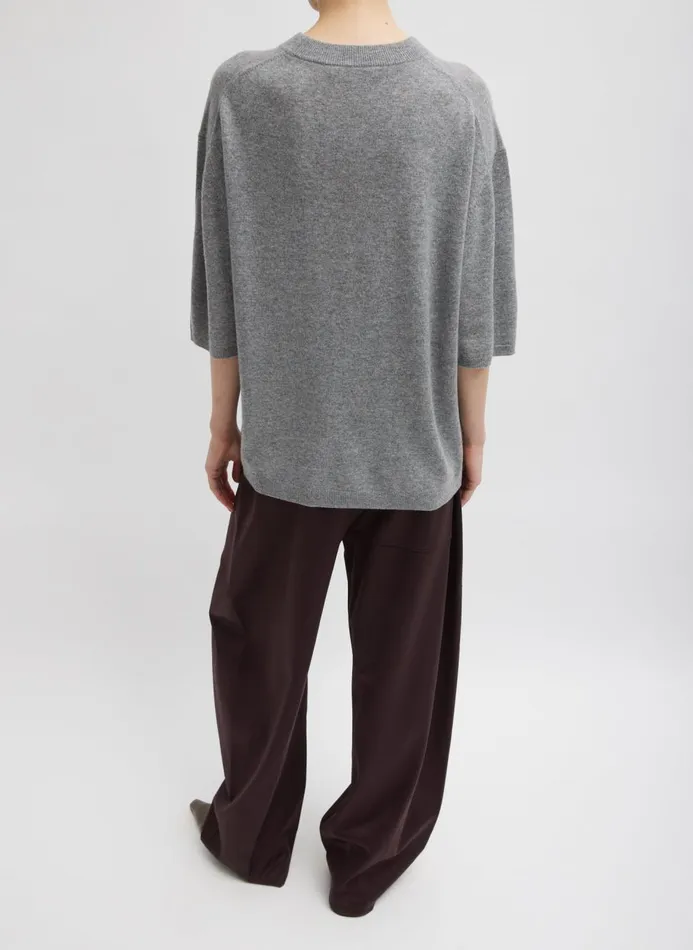 Women Knitwear and Sweatshirts Tibi Washable Cashmere Oversized Easy TShirt Heather Grey