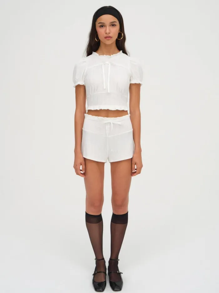 Women Knitwear For Love and Lemons Allison Pointelle Short White