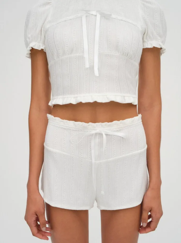 Women Knitwear For Love and Lemons Allison Pointelle Short White Women Knitwear For Love and Lemons Allison Pointelle Short White