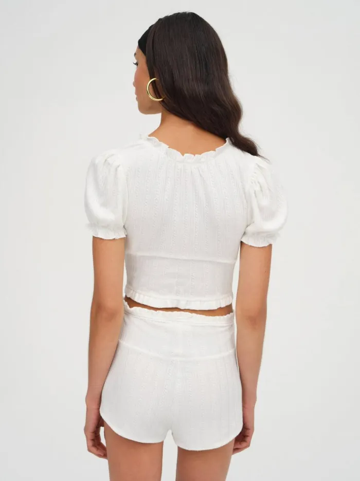 Women Knitwear For Love and Lemons Allison Pointelle Short White Women Knitwear For Love and Lemons Allison Pointelle Short White