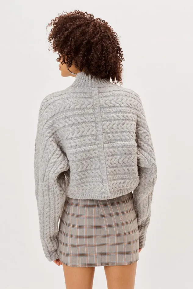 Women Knitwear For Love and Lemons Amelia Cross Front Turtleneck Grey Women Knitwear For Love and Lemons Amelia Cross Front Turtleneck Grey