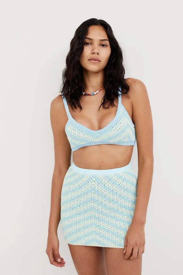 Women Knitwear For Love and Lemons Corinna Mini Skirt Blue
