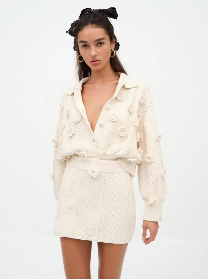 Women Knitwear For Love and Lemons Martina Knit Mini Skirt Ivory Women Knitwear For Love and Lemons Martina Knit Mini Skirt Ivory