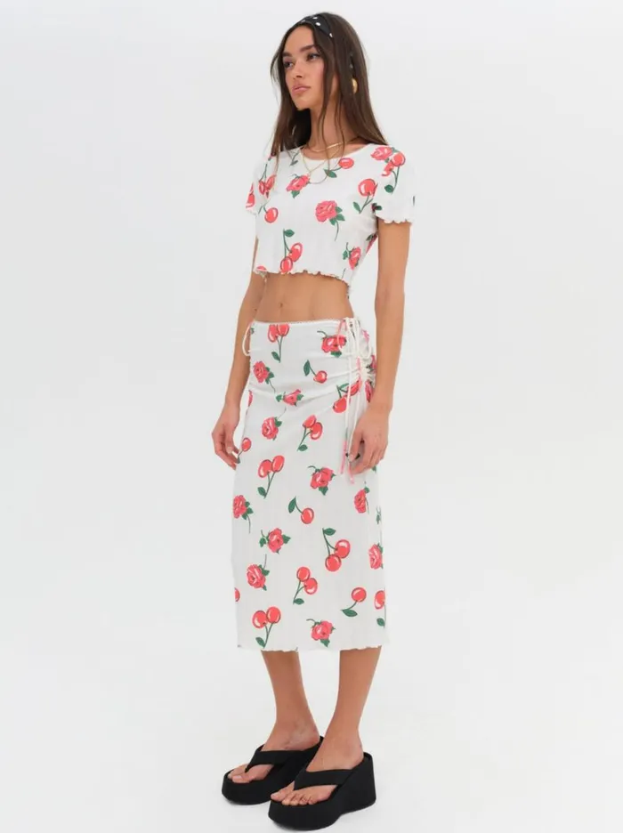 Women Knitwear For Love and Lemons Wilma Midi Skirt White Women Knitwear For Love and Lemons Wilma Midi Skirt White