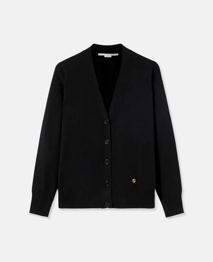 Women Knitwear Stella McCartney Round Neck Long Sleeved Cardigan Black