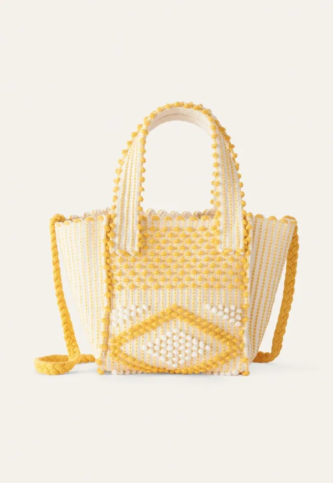 Women Knotted Bag Yellow And Cream Poetry Fashion Accessories