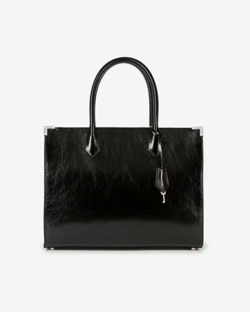 Women Large Bags The Kooples Black Leather Ming Tote Bag Black