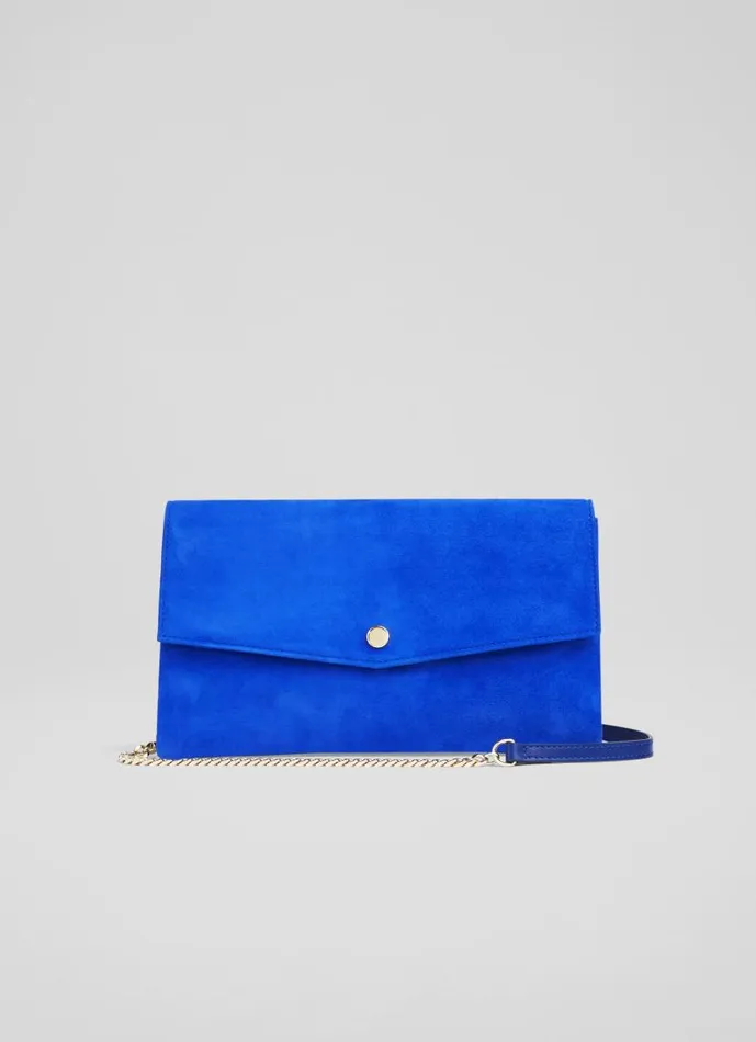 Women Layla Blue Suede Envelope Clutch LKBennett Clutch Bags