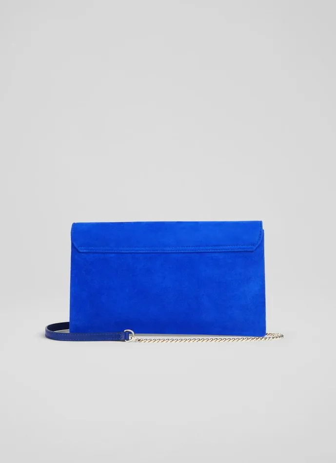 Women Layla Blue Suede Envelope Clutch LKBennett Clutch Bags