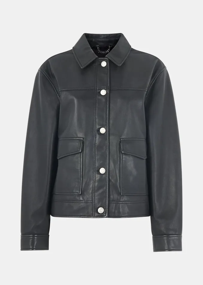 Women Leather Whistles Black Natia Leather Western Jacket
