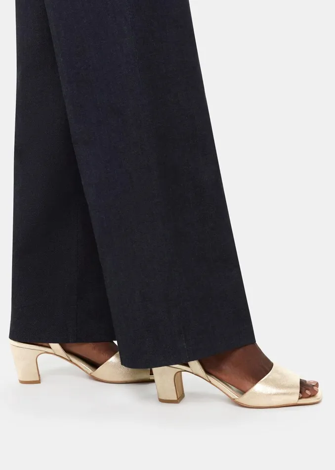 Women Leather Whistles Gold Emerson Block Heel Sandal