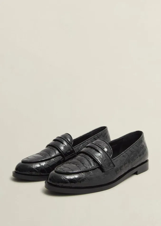 Women Lillian Leather Loafers Black Hobbs Flats