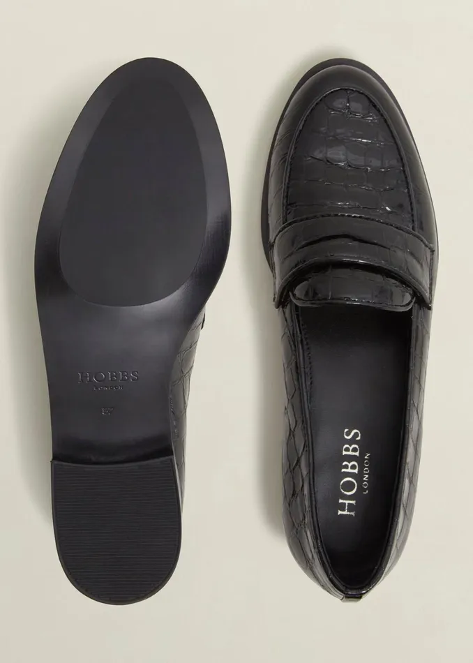 Women Lillian Leather Loafers Black Hobbs Flats
