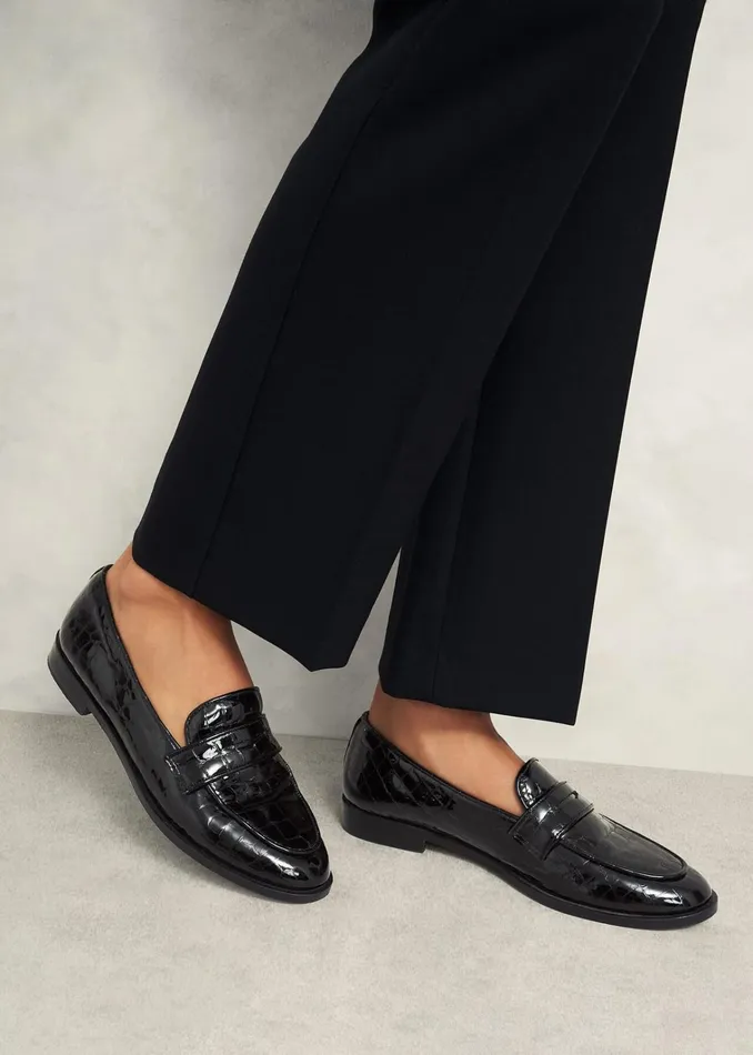 Women Lillian Leather Loafers Black Hobbs Flats