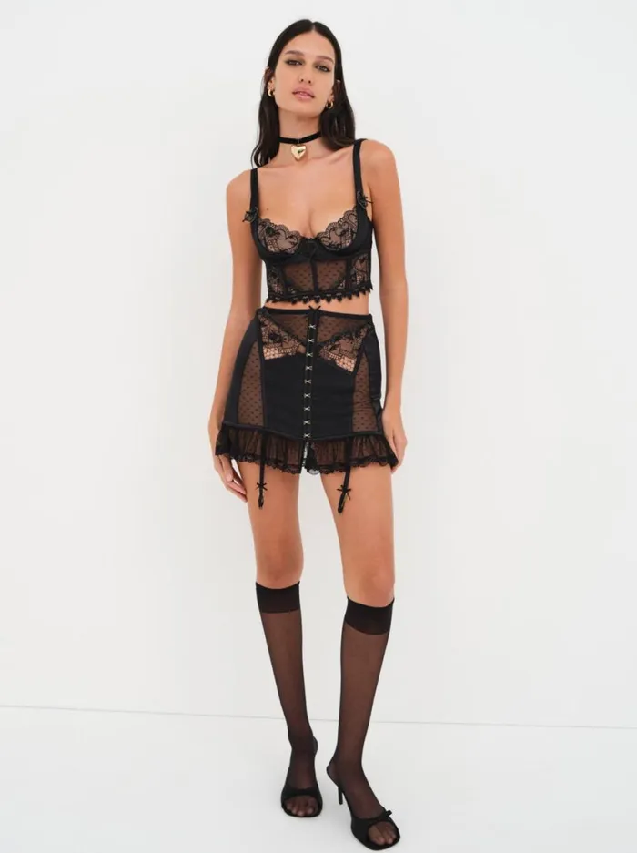 Women Lingerie For Love and Lemons Brie Garter Skirt Black