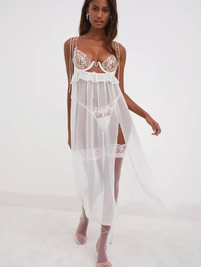 Women Lingerie For Love and Lemons Siena Midi Slip Dress White