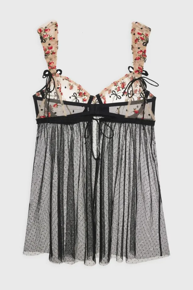 Women Lingerie For Love and Lemons Vera Babydoll Slip Dress Black