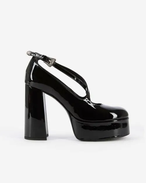 Women Loafers and Court Shoes The Kooples Black Leather Heels Black
