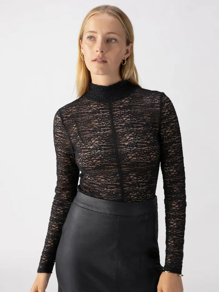 Women Long Sleeve Textured Mock Neck Top Black Sanctuary Clothing Tees and Tops Women Long Sleeve Textured Mock Neck Top Black Sanctuary Clothing Tees and Tops