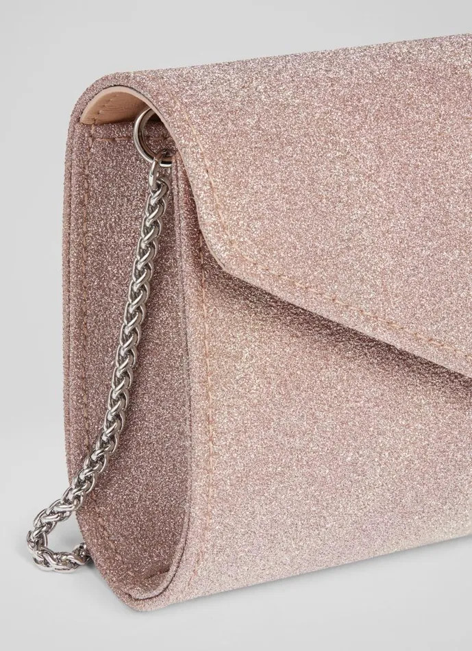 Women Lucille Rose Fine Glitter Clutch Bag LKBennett Clutch Bags