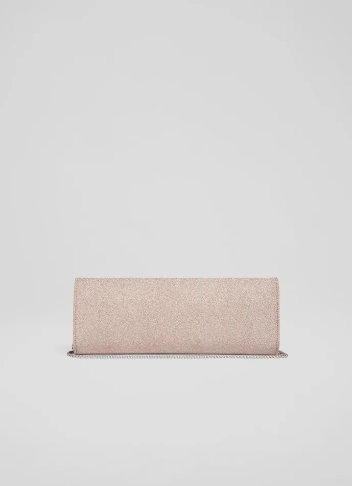 Women Lucille Rose Fine Glitter Clutch Bag LKBennett Clutch Bags