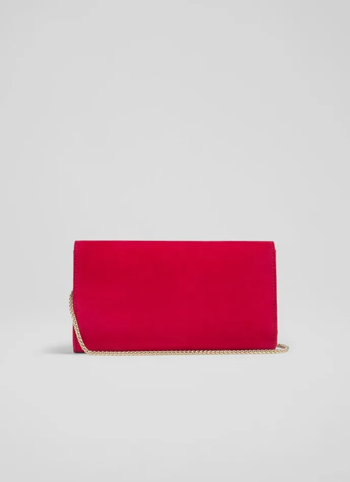 Women Lucy Roca Red Suede Clutch LKBennett Clutch Bags