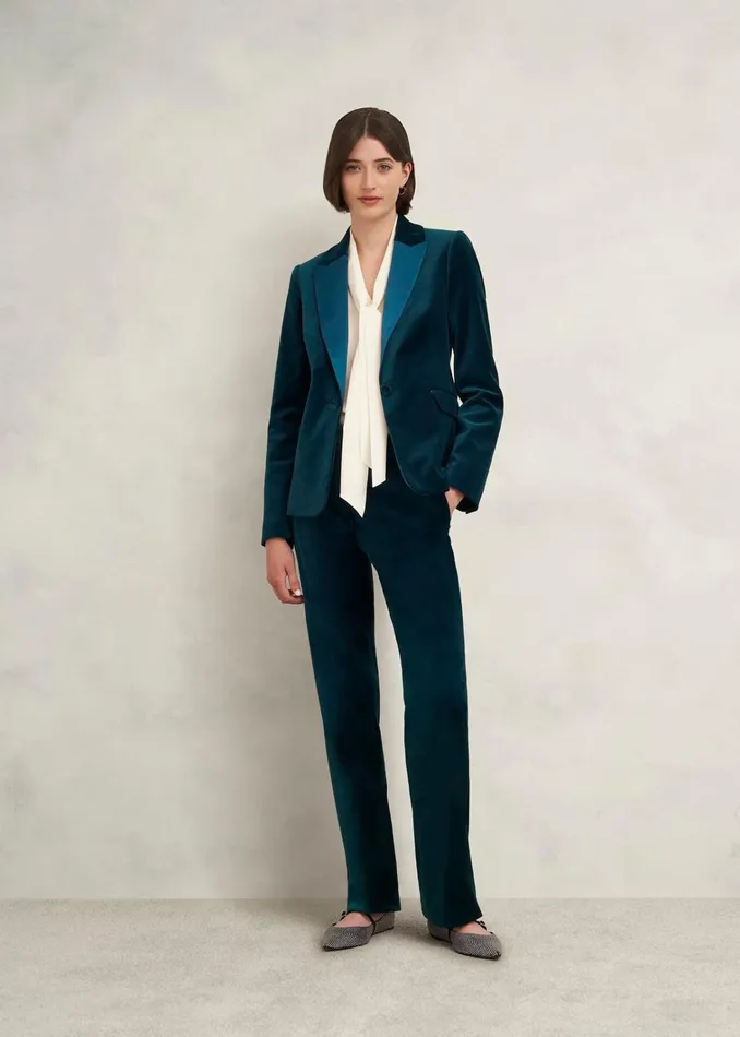 Women Luna Velvet Jacket Riverside Blue Hobbs Coats and Jackets