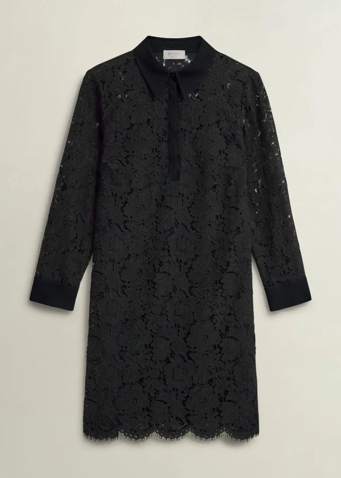 Women Marciella Lace Dress Black Hobbs Dresses and Jumpsuits