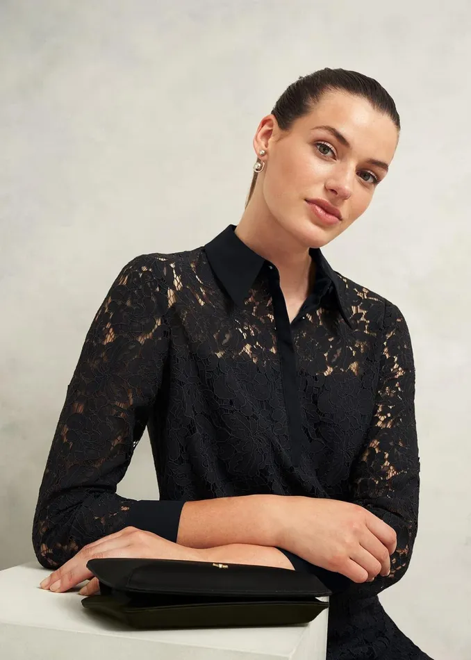 Women Marciella Lace Dress Black Hobbs Dresses and Jumpsuits
