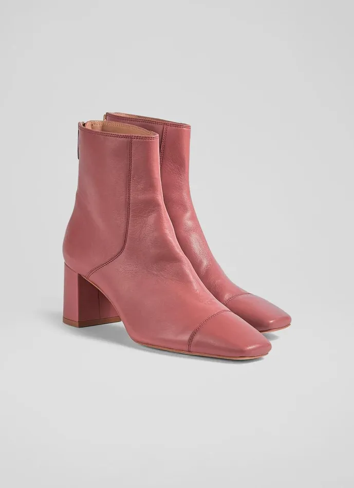 Women Maxine Rose Leather StitchDetail Ankle Boots Dark Rose LKBennett Boots Women Maxine Rose Leather StitchDetail Ankle Boots Dark Rose LKBennett Boots