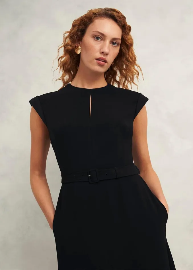 Women Meera Belted Dress Black Hobbs Dresses and Jumpsuits