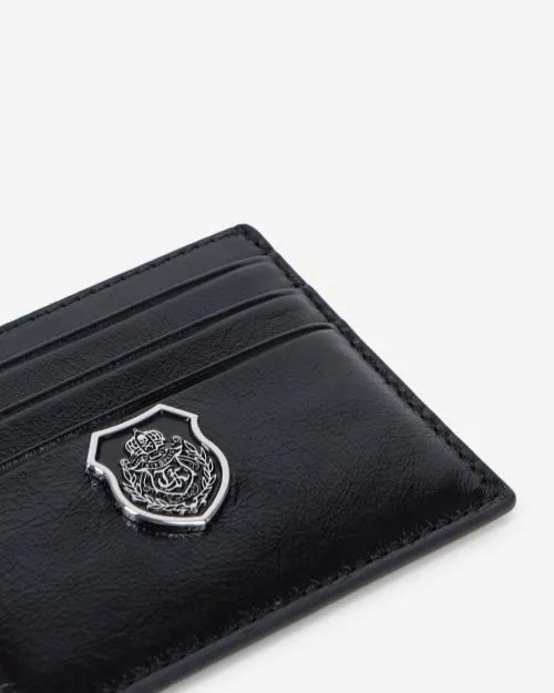WomenMen Small Leather Goods The Kooples Black Leather Blazon Card Holder Black