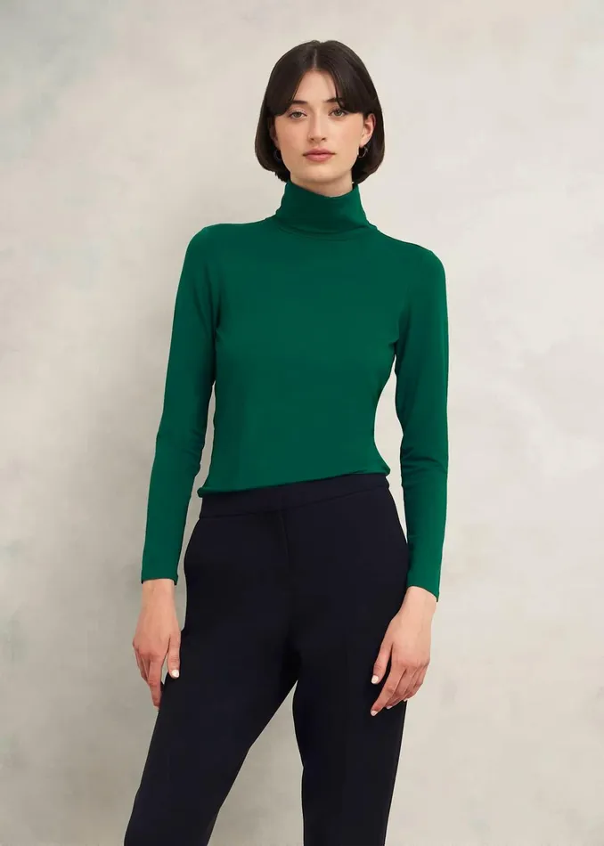 Women Mischa Roll Neck Top Agate Green Hobbs Tops