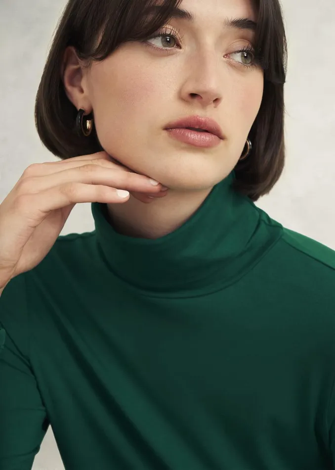 Women Mischa Roll Neck Top Agate Green Hobbs Tops