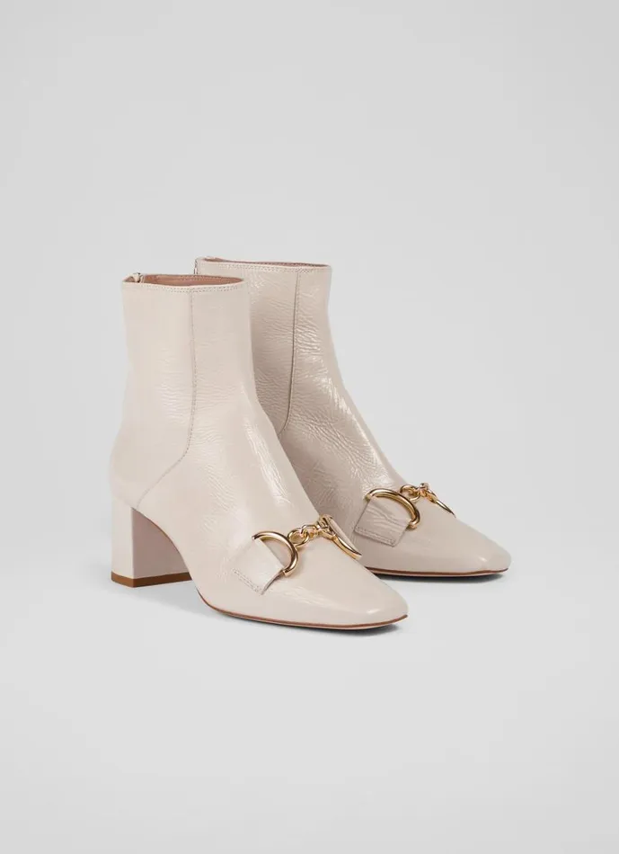 Women Nadina Ecru Crinkle Patent Ankle Boots Ecru LKBennett Boots Women Nadina Ecru Crinkle Patent Ankle Boots Ecru LKBennett Boots