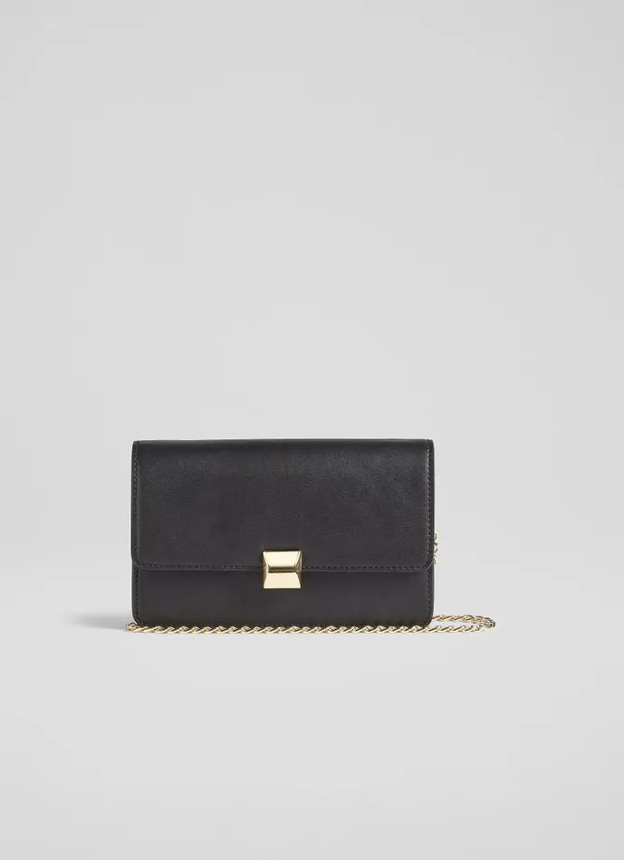 Women Otto Black Vegan Leather Shoulder Bag LKBennett Clutch Bags