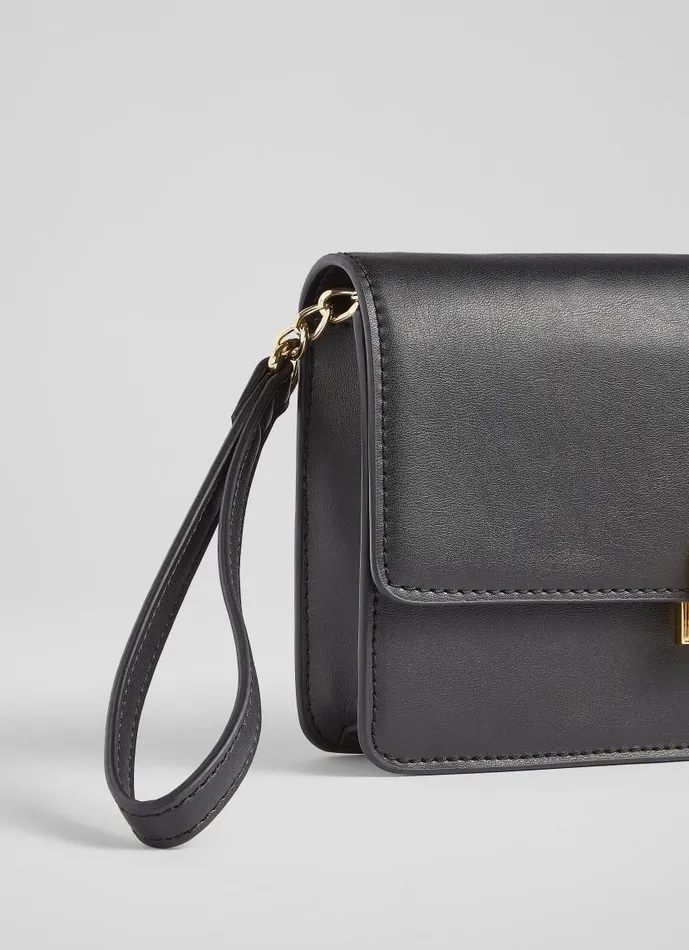 Women Otto Black Vegan Leather Shoulder Bag LKBennett Clutch Bags