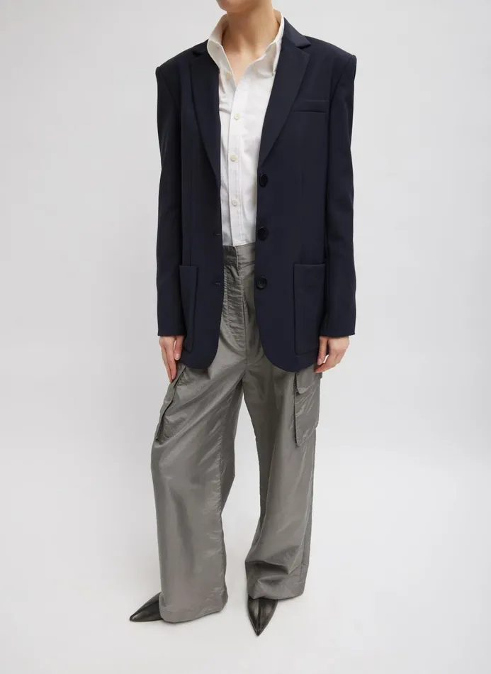 Women Pants and Shorts Tibi Crispy Nylon Stella Pleated Cargo Pant Grey